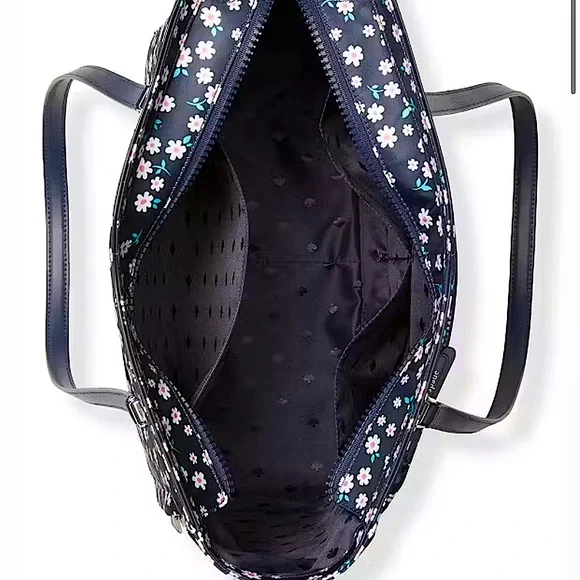 Kate Spade Jae Navy White Fleurette Floral Large Nylon Tote Bag NWOT - Picture 4 of 16